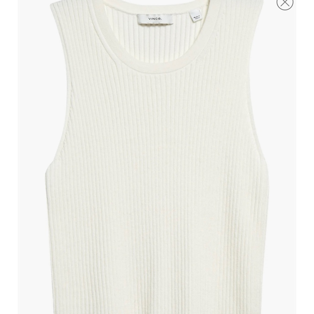 Vince Cream Ribbed Sleeveless Tank Top
